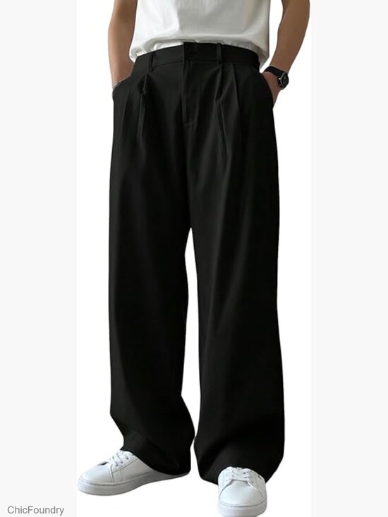 Other - Pleated Front Straight Leg Dress Pants Zipper Fly Work Casual Slacks with